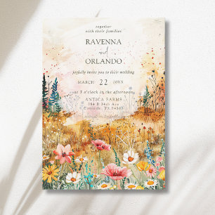 Autumn Colourful Wildflower Meadow Wedding Invitation