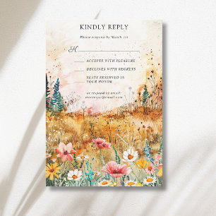 Autumn Colourful Wildflower Meadow Wedding RSVP Card