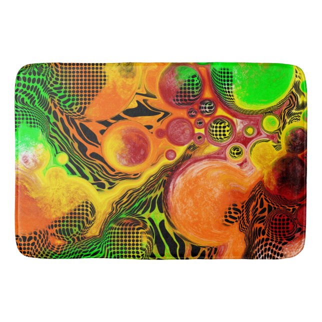 Autumn Colours Abstract Pour Painting Bathroom Bath Mat (Front)