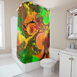 Autumn Colours Abstract Pour Painting Bathroom  Shower Curtain