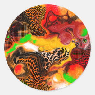 Autumn Colours Abstract Pour Painting Classic Round Sticker