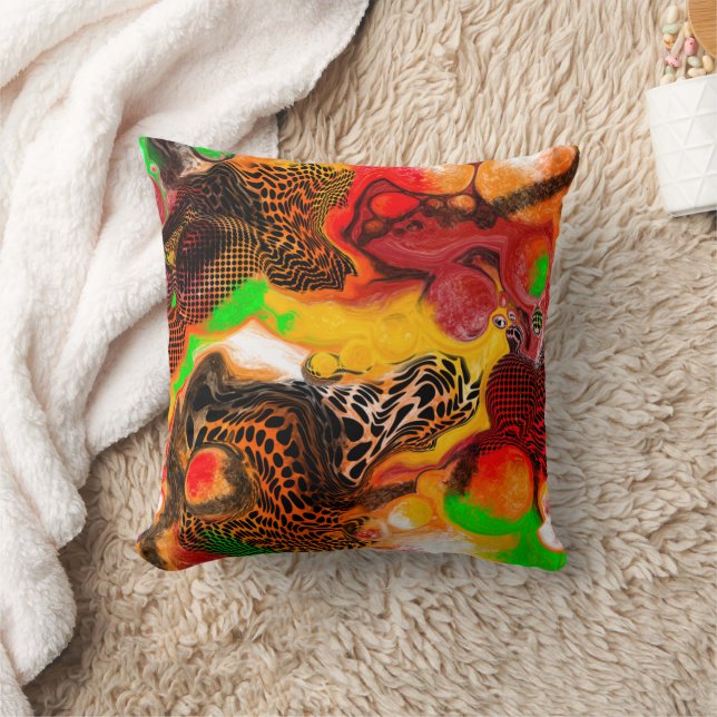Autumn Colours Abstract Pour Painting Cushion (Blanket)