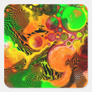 Autumn Colours Abstract Pour Painting Square Sticker