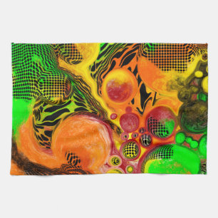 Autumn Colours Abstract Pour Painting Tea Towel