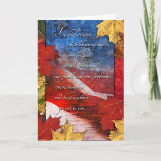Autumn Colours and U.S. Flag Patriotic Holiday Card