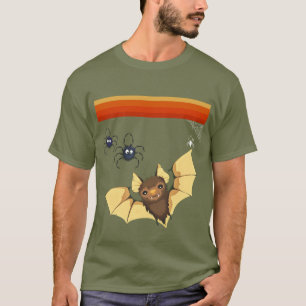 Autumn Colours, Cute Bat, Spiders, Cobweb Hallowee T-Shirt