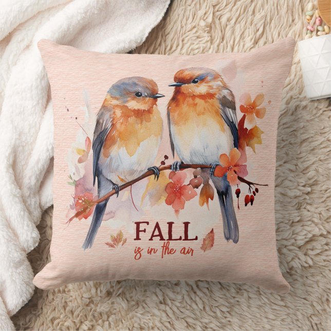 Autumn Colours Fall Is In the Air Birds on a Branc Cushion (Blanket)