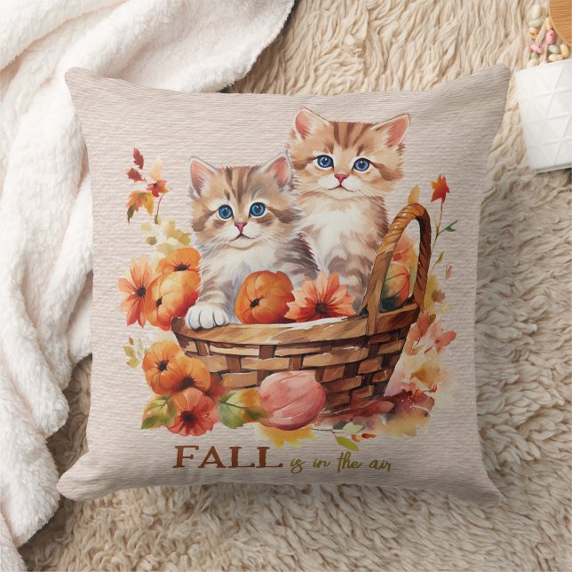 Autumn Colours Fall Is In the Air Kittens Basket Cushion (Blanket)