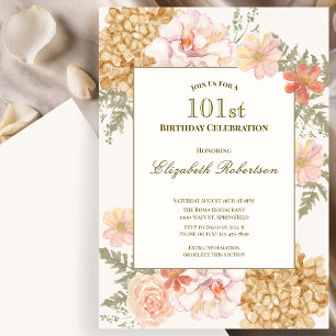 Autumn Colours Floral 101st Birthday Invitation