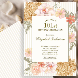 Autumn Colours Floral 101st Birthday Invitation