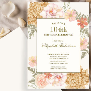 Autumn Colours Floral 104th Birthday Invitation