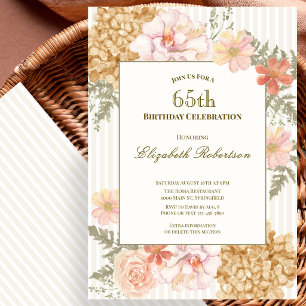 Autumn Colours Floral 65th Birthday Invitation