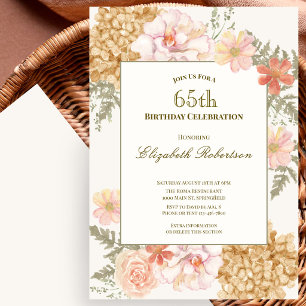 Autumn Colours Floral 65th Birthday Invitation