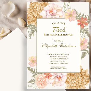 Autumn Colours Floral 73rd Birthday Invitation
