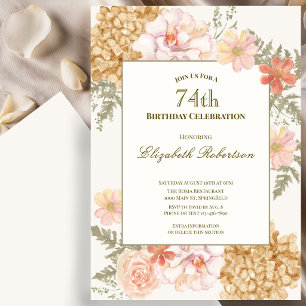 Autumn Colours Floral 74th Birthday Invitation