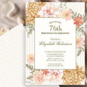Autumn Colours Floral 76th Birthday Invitation