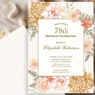 Autumn Colours Floral 78th Birthday Invitation