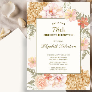Autumn Colours Floral 78th Birthday Invitation