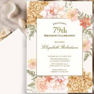 Autumn Colours Floral 79th Birthday Invitation
