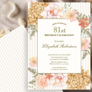 Autumn Colours Floral 81st Birthday Invitation