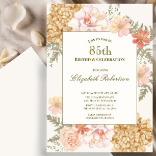 Autumn Colours Floral 85th Birthday Invitation