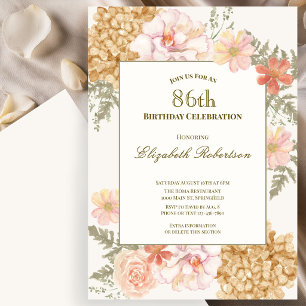 Autumn Colours Floral 86th Birthday Invitation