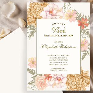 Autumn Colours Floral 93rd Birthday Invitation
