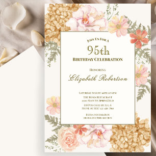 Autumn Colours Floral 95th Birthday Invitation