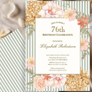 Autumn Colours Floral Sage 76th Birthday Invitatio Invitation