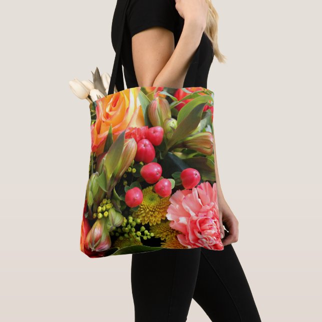 Autumn Colours Flower Bouquet Photo Tote Bag (Close Up)