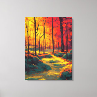 autumn colours forest painting canvas print