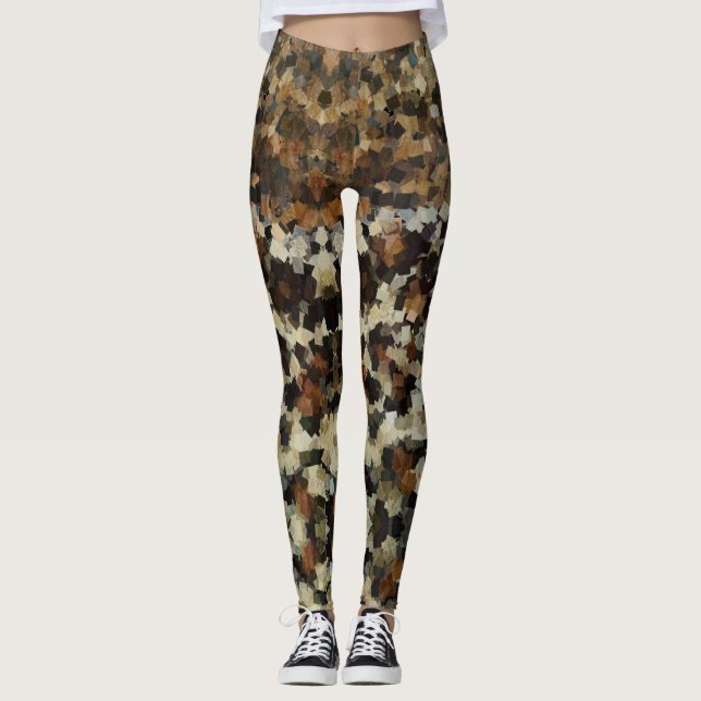 Autumn Colours Funny Mosaic Pattern Leggings (Front)