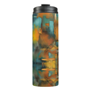 Autumn colours, geometric grunge paint abstract thermal tumbler