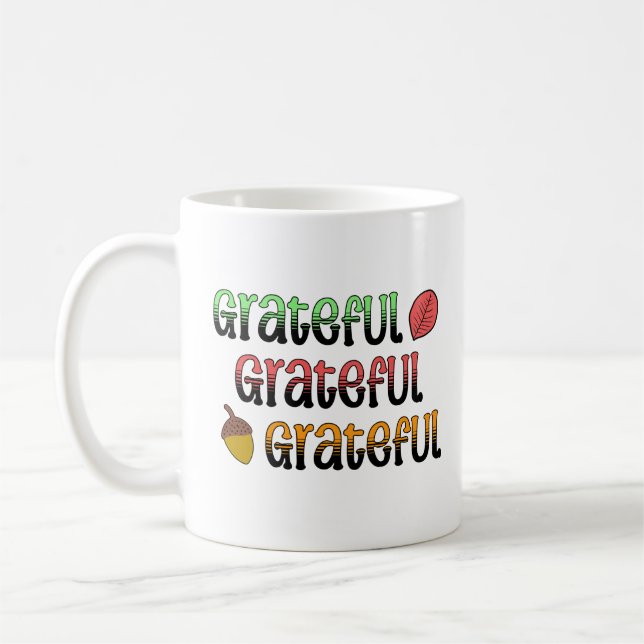 Autumn Colours | Grateful Typography Coffee Mug (Left)