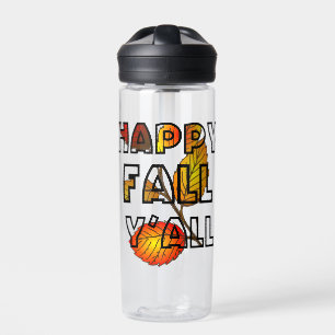 Autumn Colours Happy Fall Y'All Topography Leaves Water Bottle