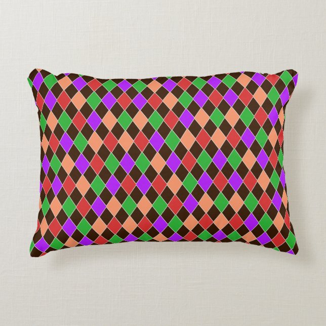 Autumn Colours Harlequin Decorative Cushion (Front)