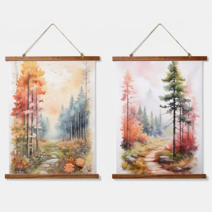 Autumn Colours In the Woods Trees Path Hanging Tapestry