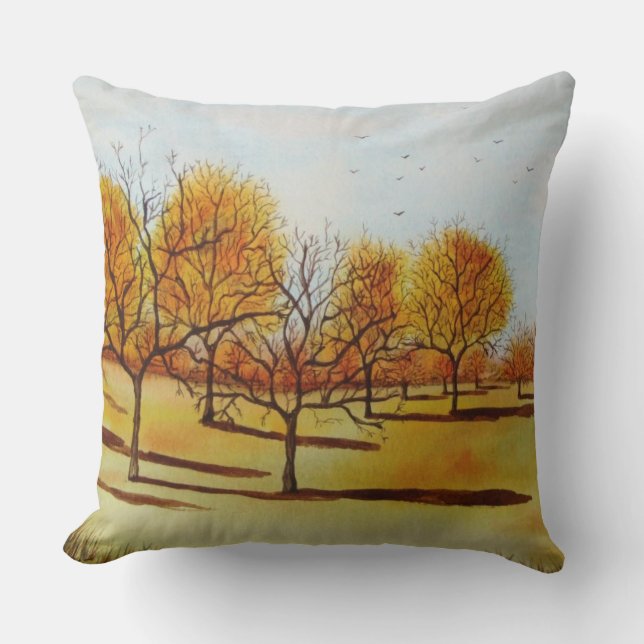 Autumn colours landscape scenic art unique design cushion (Front)