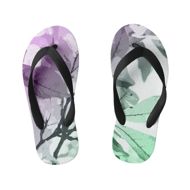 Autumn colours, leaves 5 kid's flip flops (Footbed)