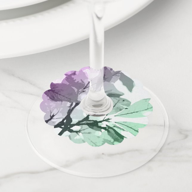 Autumn colours, leaves 5 wine glass tag (Close Up)