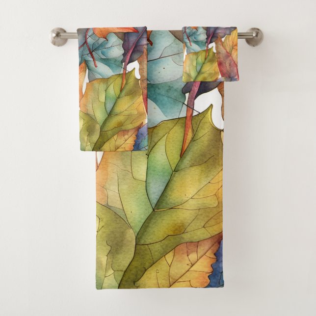 Autumn colours leaves art.  bath towel set (Insitu)