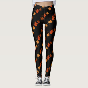 Autumn Colours Maple Leaves pattern monogrammed Leggings