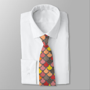 Autumn Colours Mermaid Scales Pattern Tie