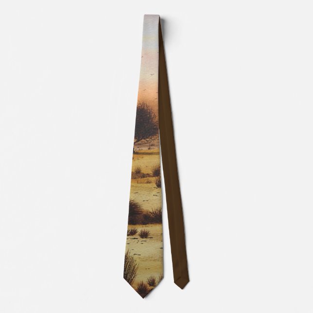 autumn colours of landscape trees and sunset  tie (Front)