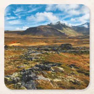 Autumn colours on the landscape square paper coaster