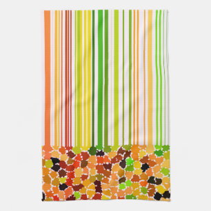 Autumn Colours Orange Red Yellow Apple Green Brown Tea Towel