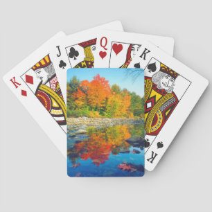 Autumn Colours reflecting in a stream in Vermont Playing Cards