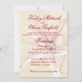 autumn colours starfish wedding invitation