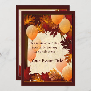 Autumn Colours Tree Leaves Custom Party Invitation