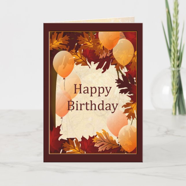 Autumn Colours Tree Leaves Happy Birthday Card (Front)